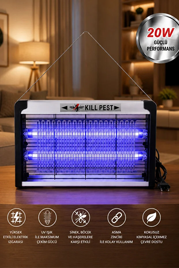 Glr KF-6020 Sinek Öldürücü Lamba Uv Işıklı 20W Elektrikli Sivrisinek Tuzağı Işıklı Cihaz